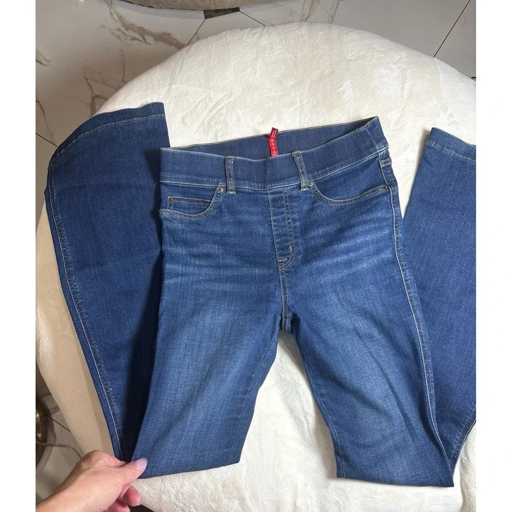 Women's small SPANX Clean indigo bootcut trouser denim jean pants. EUC.